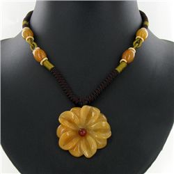 70ct Honey Jade Flower Choker Necklace (JEW-3586)