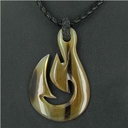 White Buffalo Horn Fishook Necklace (JEW-3580)