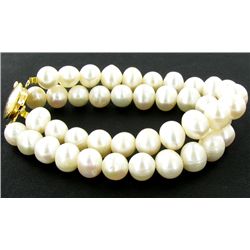 White Saltwater Baroque Pearl 2 Strand Bracelet (JEW-2587)