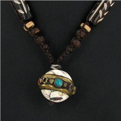 Tibet Shell Agate Bead Nickel Necklace (JEW-3263)