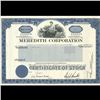 1980s Meredith Corp Stock Certificate Scarce Blue (COI-3425)