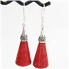 50twc Red Coral Sterling Earrings (JEW-3440)