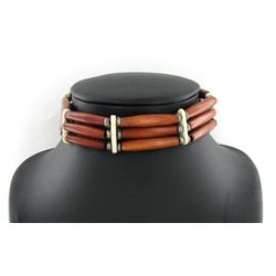 Handcraft Amer Indian Bone/Wood Choker Necklace (JEW-3167)