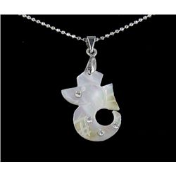 18k WG Plated Mother of Pearl Seahorse Necklace (JEW-1975)