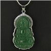 45twc Green Jade Buddha White Gold Vermeil Pendant (JEW-3599)