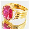 Image 2 : 23.2twc Lab Diamond/Ruby Gold Vermeil Ring (JEW-3516)