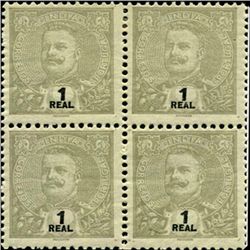 1902 Portugese India 1r King Carlos 4 Block Variety (STM-0505)