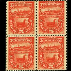 1874 Peru 5c Postage Due Block of 4 (STM-0517)