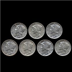 1939P Mercury Dimes AU Lot of 7 (COI-8429)