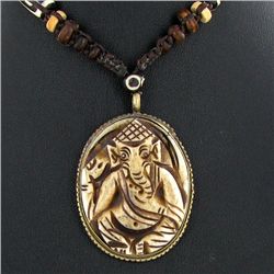 Tibet Bone Nickel Agate Elephant Choker Necklace (JEW-3248)