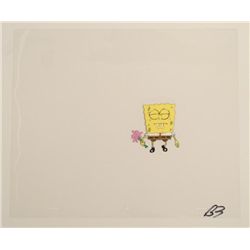 Pink Flowers Original SpongeBob Cel Art Animation Sandy
