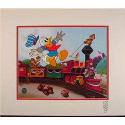 DONALD DUCK LE Cel Art TRAIN GANG Chip & Dale DISNEY
