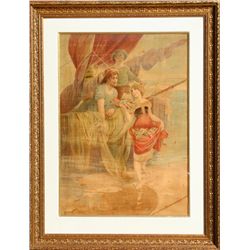 Alphonse Mucha, Peche, Chromolithograph on Canvas