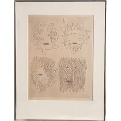 Victor Brauner, Four Faces Etching
