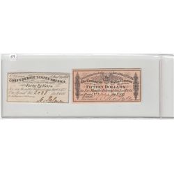 $40 AND $15 CONFEDERATE CSA BOND PAYMENTS 1871 1876