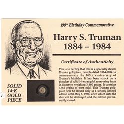 14 k GOLD TRUMAN COIN