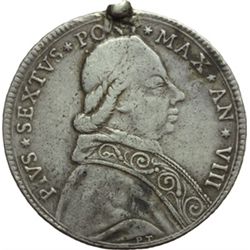 Bologna  Pio VI (1775 -1799) Mezzo scudo romano 1782.