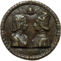 Ferrara  Ercole I d'Este (1471-1505) Medaglia uniface 1475 Ercole I ed Eleonora d'Aragona.