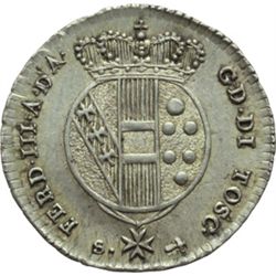 Firenze  Ferdinando III di Lorena (II periodo 1814-1824). Mezza lira 1821.