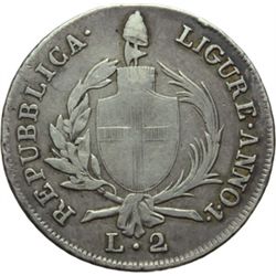 Genova  Repubblica Ligure (1798-1805) 2 lire 1798.