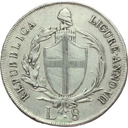 Genova  Repubblica Ligure (1798-1805) 8 lire 1804.