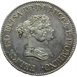 Lucca e Piombino  Elisa Bonaparte e Felice Baciocchi (1805-1814) 5 franchi 1805.