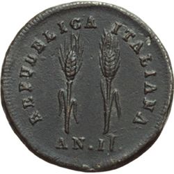 Milano  Repubblica Italiana Napoleone Bonaparte Presidente (1802-1803).  Progetto del 2 Denari 1803,