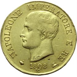 Milano  Napoleone (1805-1814) 40 lire 1808, bordo in rilievo.