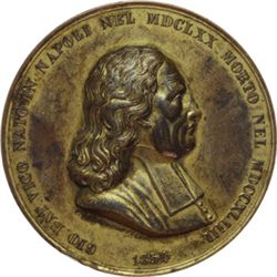 Napoli  Giovanni Battista Vico (1670-1743) Medaglia 1856 in memoria di Gian Battista Vico.