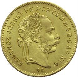 Ungheria  Francesco Giuseppe (1848-1916) 4 fiorni-10 franchi 1876.