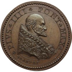 Pio IV (1559-1565) Medaglia XVIII sec. da conii originali di Giovanni Antonio de' Rossi (D/) e Girol