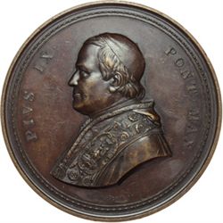 Pio IX  (1846-1878), Giovanni Mastai Ferretti Medaglia di massimo modulo 1854, per la ricostruzione 