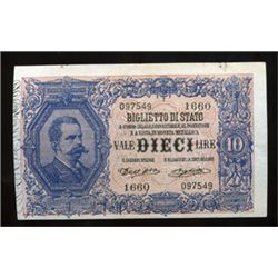 Regno d'Italia 10 lire \Umberto I\", 23/4/1914."