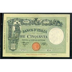 Regno d'Italia 50 lire \grande L\", 31/3/1943."