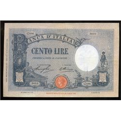 Regno d'Italia 100 lire \grande B\", 22/4/1930. "