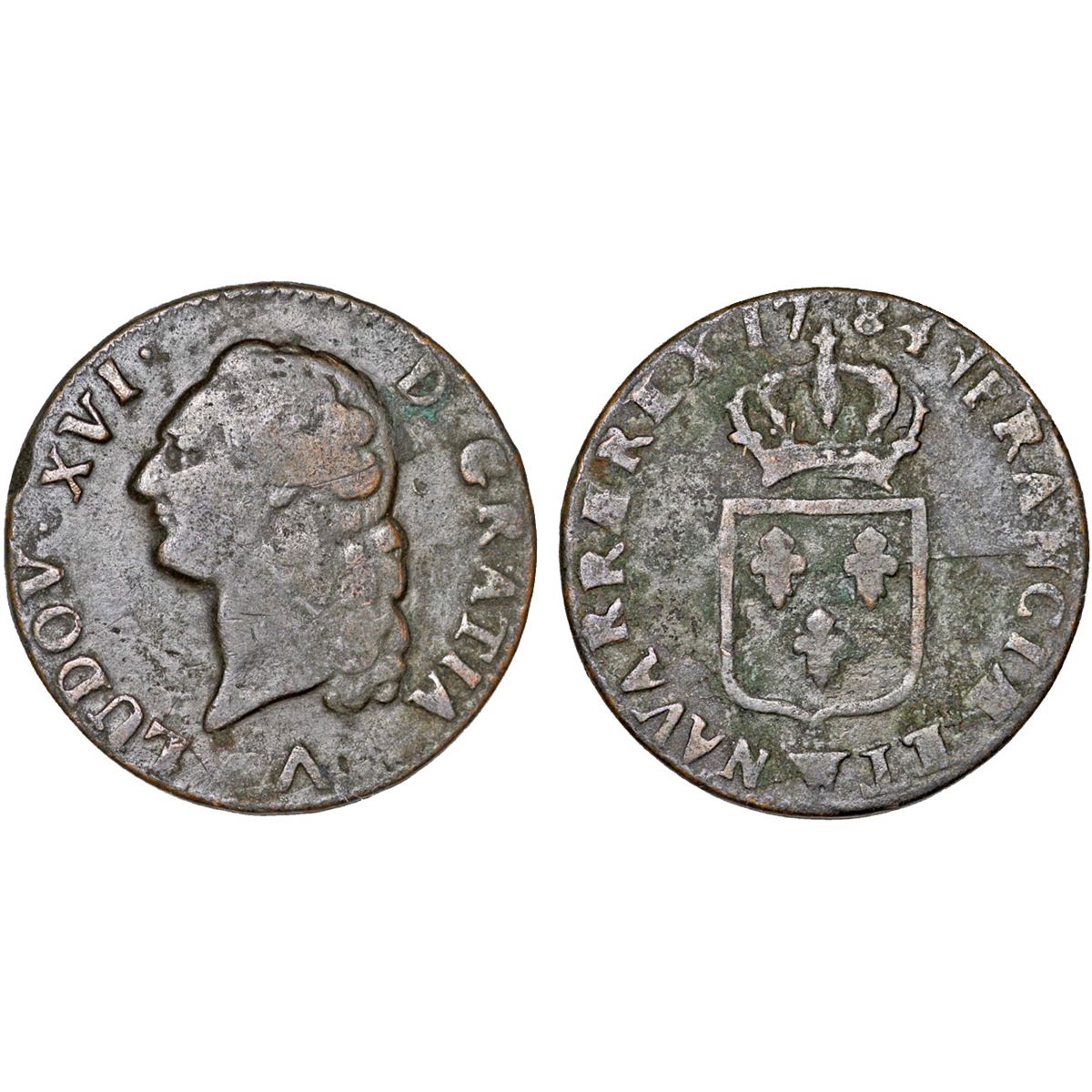 France King Louis Xvi The Last 1774 1792 Ae 1 Sol 1784 W Nice Vf