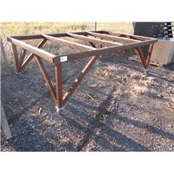 CASTERED LARGE METAL TABLE;