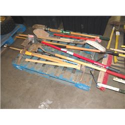 PICKS, SHOVELS, POST HOLE DIGGERS;