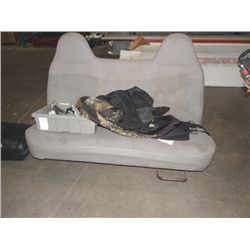 FRONT BENCH SEAT FROM 97 FORD F150 W/CAMP SEAT COVER & SEAT BELTS;
