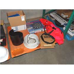 DART BOARD, VOLLEYBALL NET, WATER BOWL;