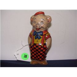vintage Chein wind up / walking tin pig nice litho