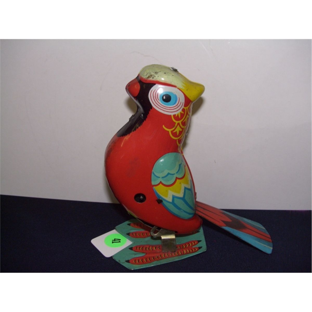 tin parrot hopping wind up bird toy (no key)