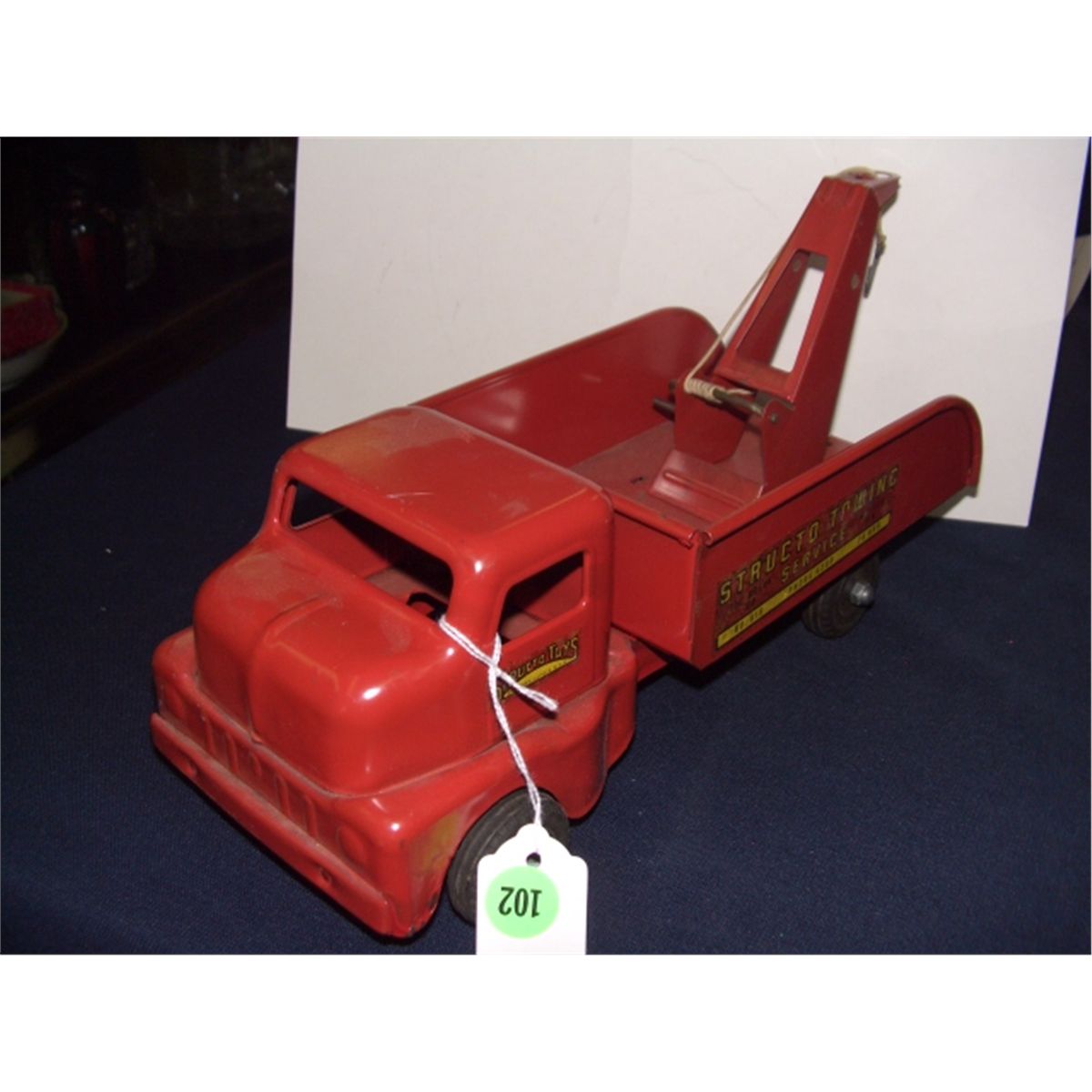 vintage metal Structo toy wrecker truck