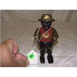 Black Americana cast iron still bank, old man 5 1/2