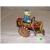 Image 1 : 6" Donald Duck wind up tin toy tractor Walt Disney Original