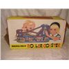 Image 3 : 9 1/2" tall. tin wind up roller coaster in box, with cars