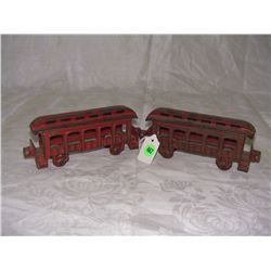 2piece cast iron train cars painted red