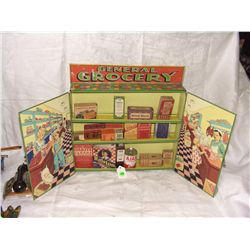 1930'S WOLVERINE TIN LITHO GROCERY STORE TOY with boxes