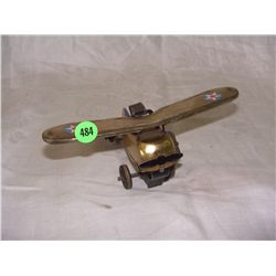 tin wind up roll over toy plane