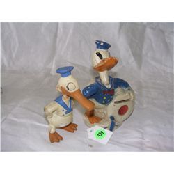 2 piece rubber? Donald Duck toys, nodder, bank